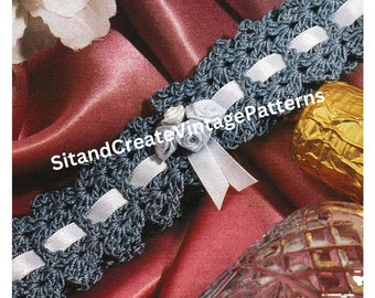 Vintage gehaakte Something Blue bruidskousenband