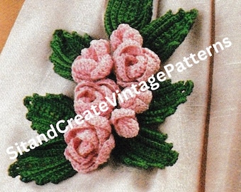 Corsé de rosa de ganchillo vintage