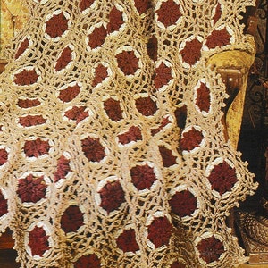 Vintage Crochet Antique Rose Granny Square Afghan