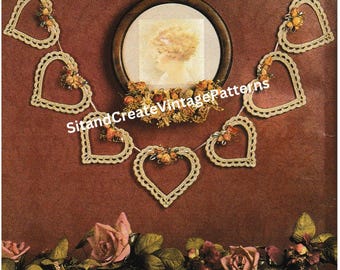 Guirnalda de corazones de crochet vintage