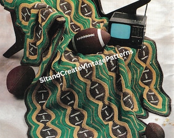 Vintage Crochet Football Afghan
