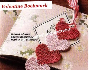 Marcapáginas de San Valentín de crochet vintage
