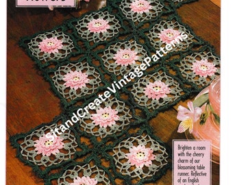 Vintage Crochet Flower Table Runner