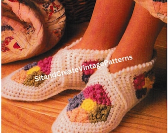 Pantufas de Natal Vintage de Crochê para Mulher