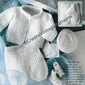 Vintage Crochet Handsome Boys Christening Set