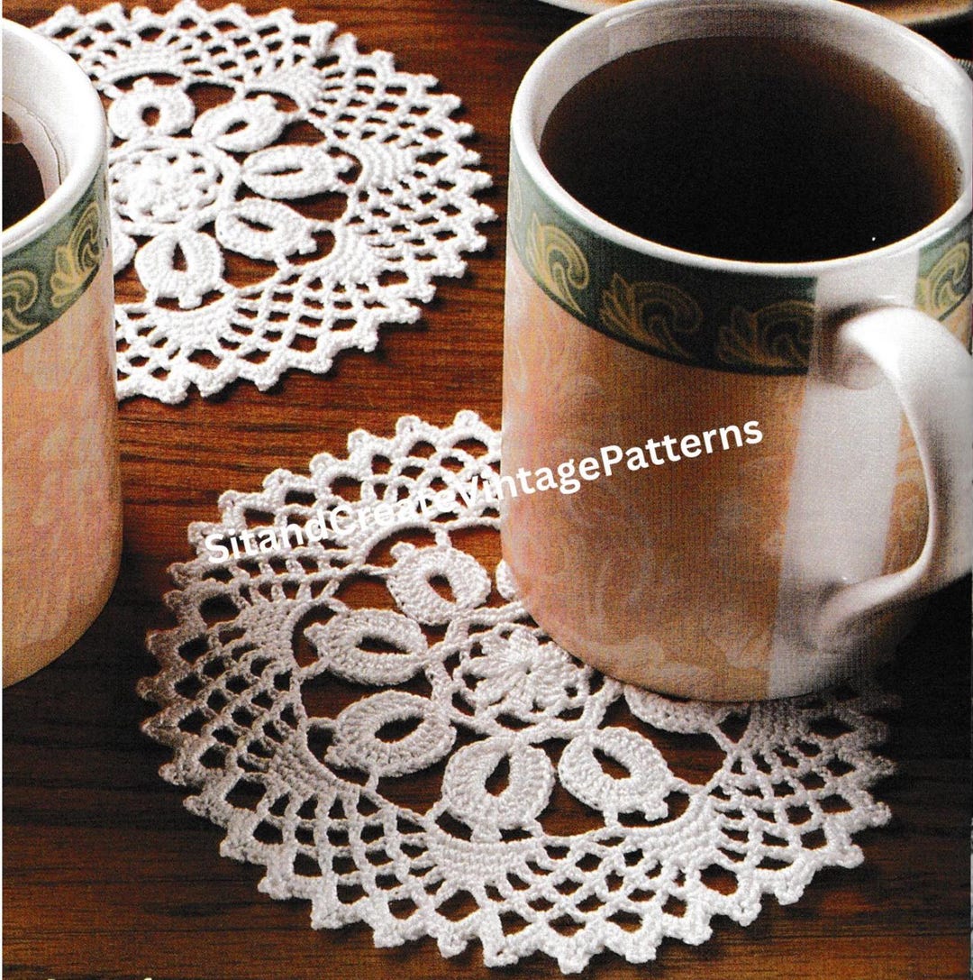 Vintage Crochet Flower Center Coaster - Etsy