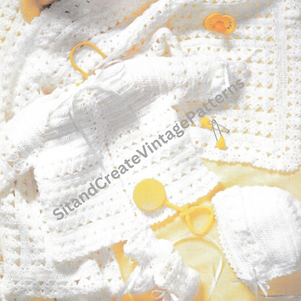 Ensemble de layettes vintage en dentelle pour bébé au crochet