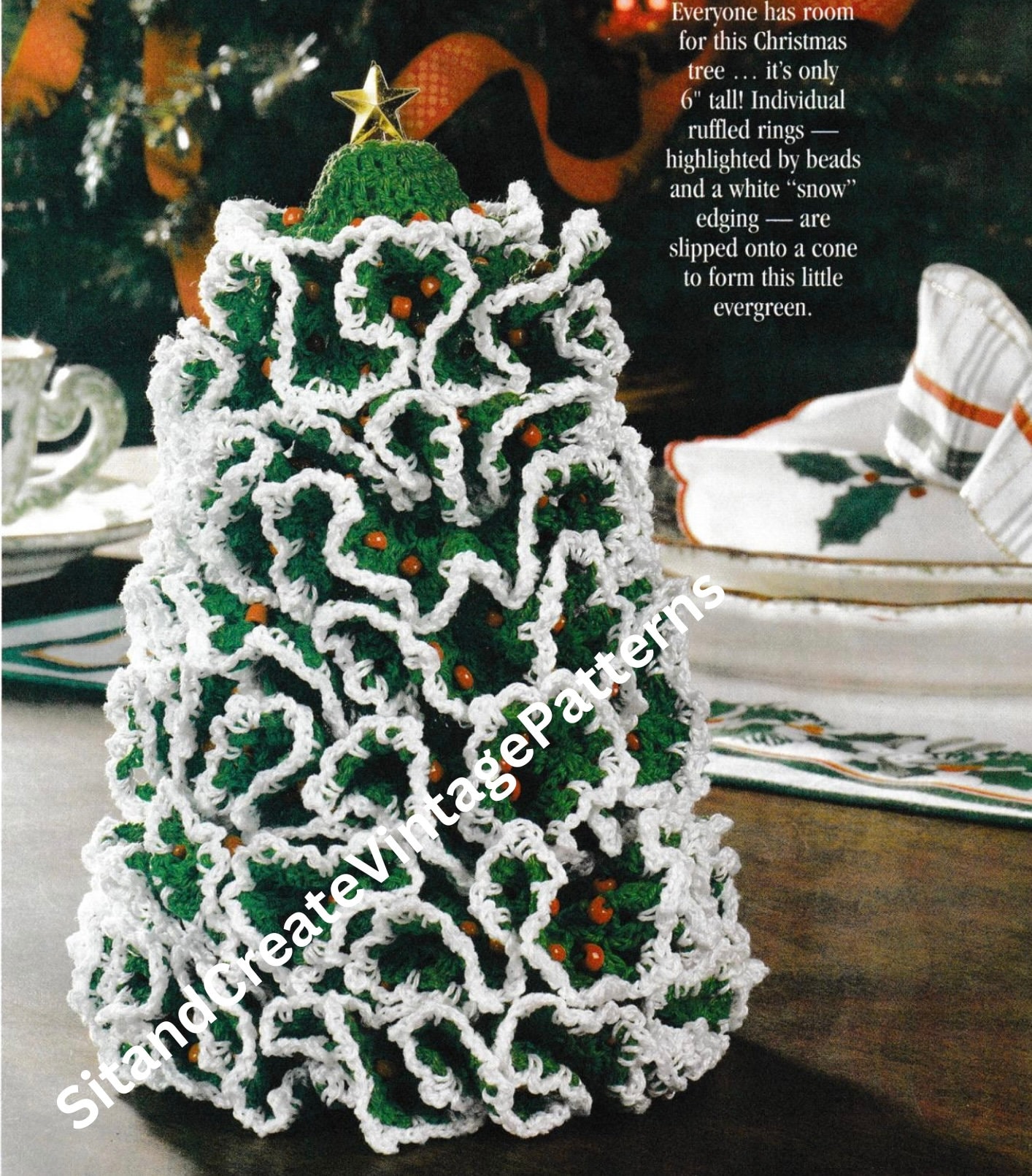Vintage Crochet Ruffled Mini Tree, image size:1414x1611