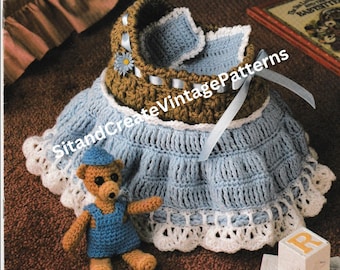 Vintage Crochet Teddy Tote-Along Bassinet
