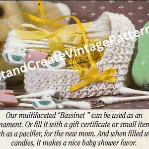 Vintage Crochet Mini Bassinet/Party Favor