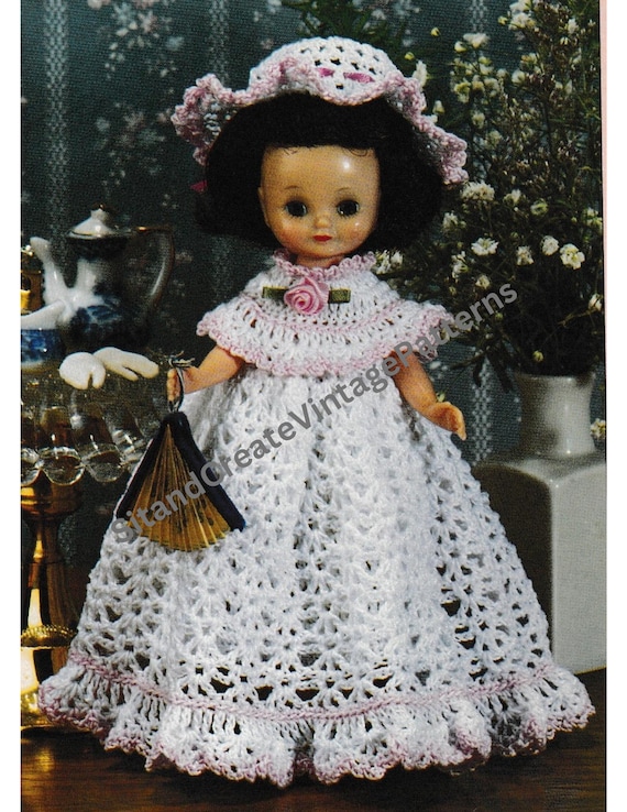 Vintage Crochet Princess Sweetheart Doll Dress