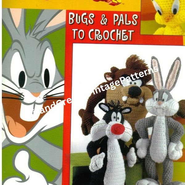 Vintage gehaakte Bugs Bunny en vrienden