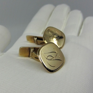Vintage Swedish Gustav Dahlgren sterling silver cuff links with RJ initials 1956 Scandinavian designer accessory 1950s Made in Malmö, Sweden