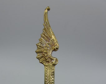 Antikes schwedisches Messing Papiermesser / Brieföffner / Seitendreher Aurikel Dekor Renaissance Stil Skandinavisch Geschenk Schreibtisch Dekoration Schweden