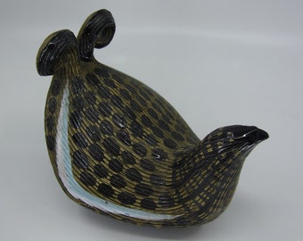 Vintage Swedish Syco ceramic sculpture Black / Wood Grouse Design Olle Alberius Scandinavian studio pottery Nordic nature inspired figurine