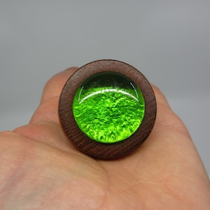 Vintage Swedish or Danish mid century wood & green glass closet door knob / hanger Scandinavian interior accent Hallway / kitchen wall decor