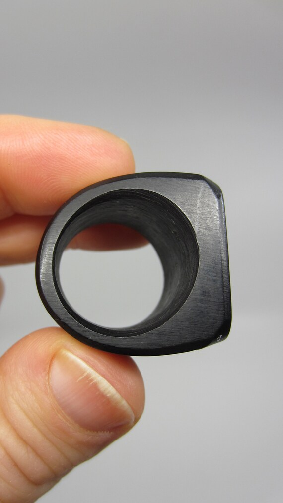 Vintage chunky black plastic ring with Shiva eye … - image 9