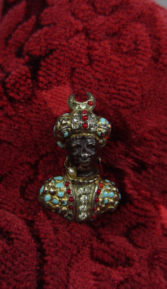 Pair of antique French Blackamoor brooches Marked… - image 5