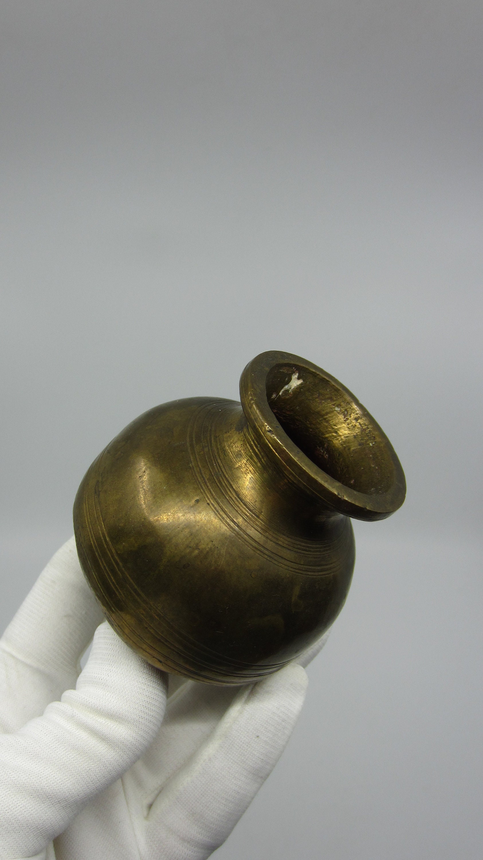 Vintage Indian Small Brass Ritual Water Vessel Lota Miniature