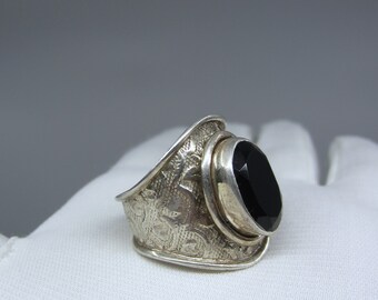 アクセサリー UK Vintage Silver x Gold Ring K10 x 925 Vintage 925 Sterling Silver Hearts Band Ring Size UK O,US 7