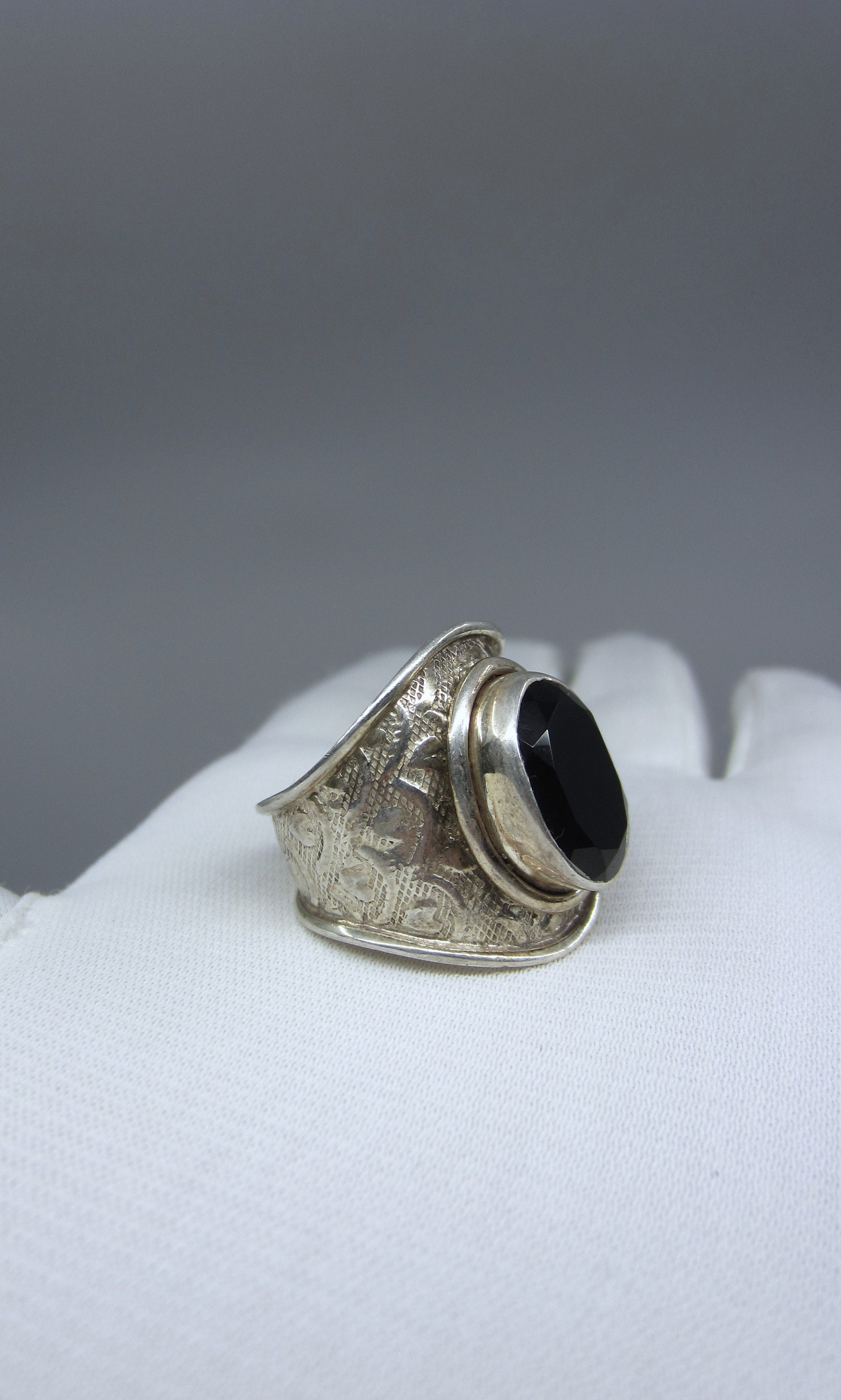 19号 onyx オニキス silver 925 ビンテージ vtg リング 50s vintage black onyx silver signet ring ヴィンテージ