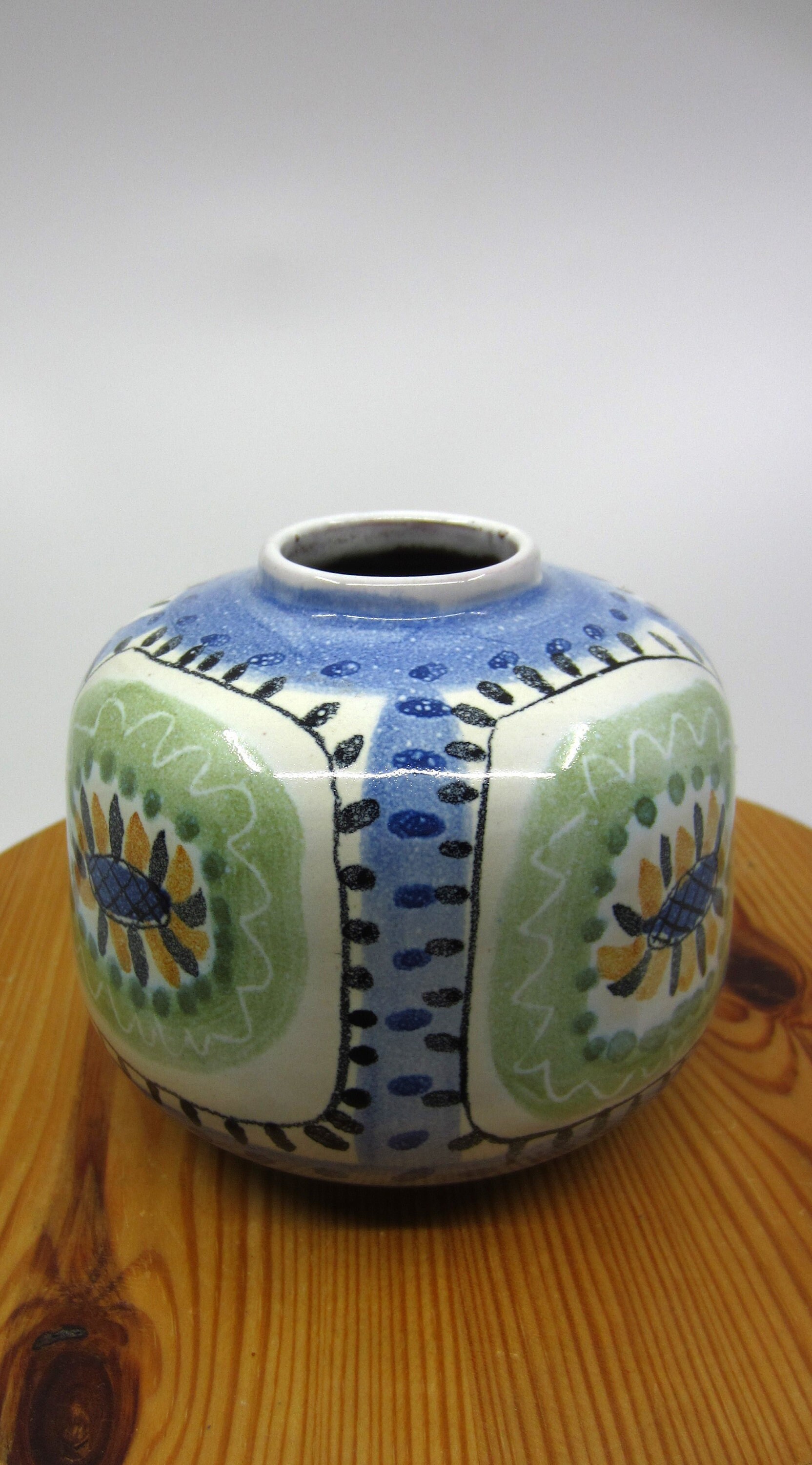 Vintage Swedish Jani Keramik Glazed Ceramic Vase Designer