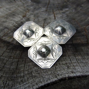 Antique Swedish silver folk costume brooch made of three buttons Maker Anton Jacob Jörgensson (1791 - 1854) Traditional Nordic crafts Sweden