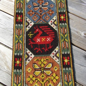Vintage Swedish wall hanging Bäckahästen Scania folklore horse Hand woven tapestry Nordic textile Folk art gift Sweden Traditional pattern