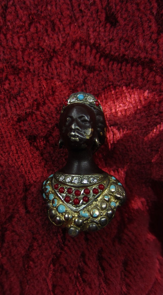 Pair of antique French Blackamoor brooches Marked… - image 7