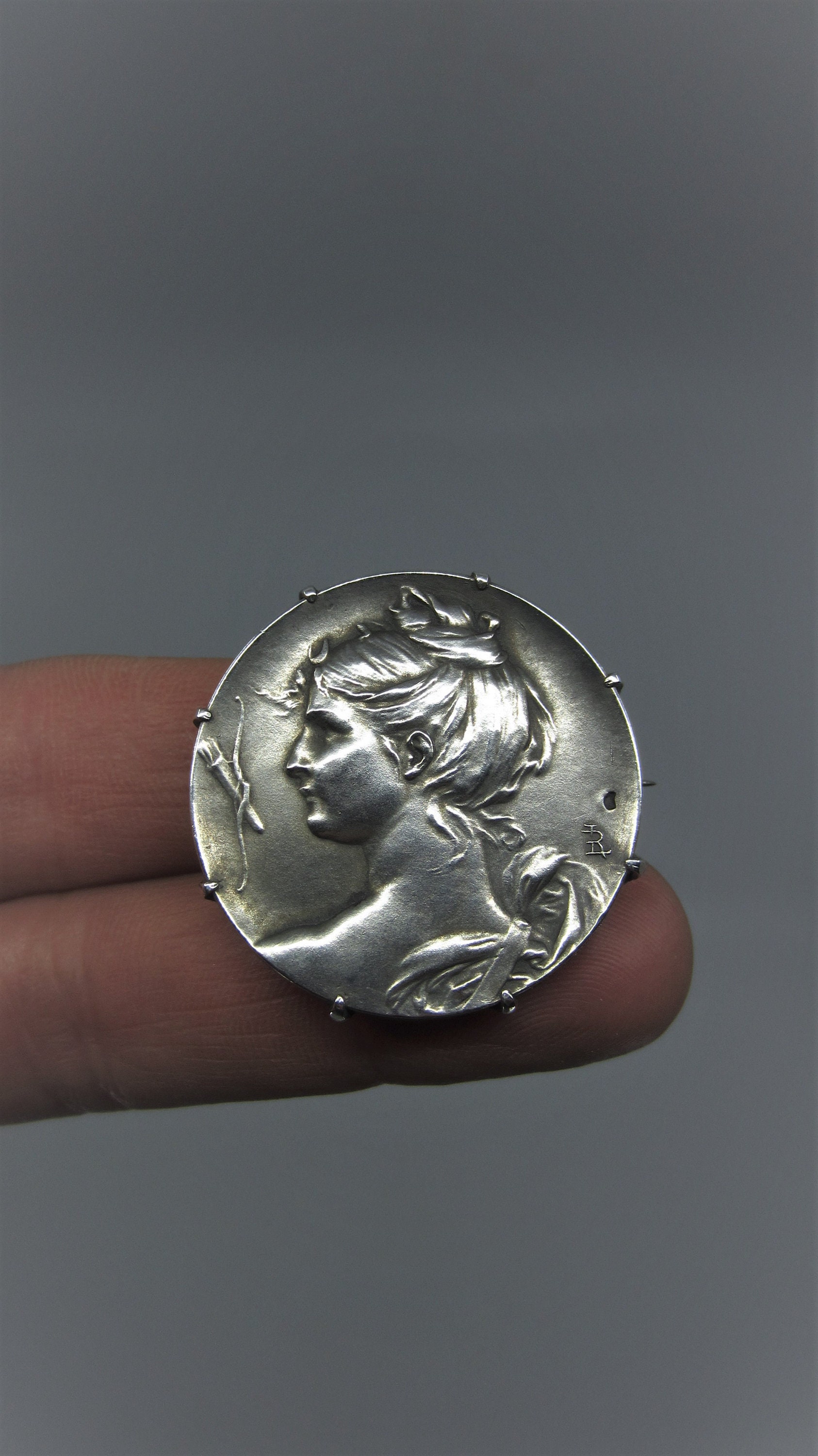 Antique French Louis Rault silver brooch Diana / Artemis Hunt | Etsy