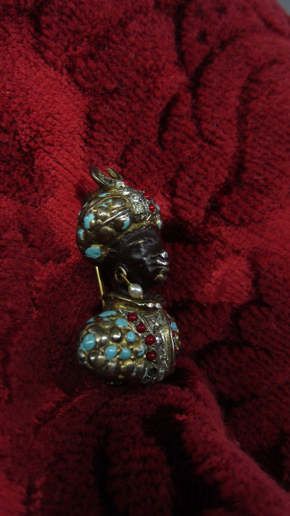 Pair of antique French Blackamoor brooches Marked… - image 4