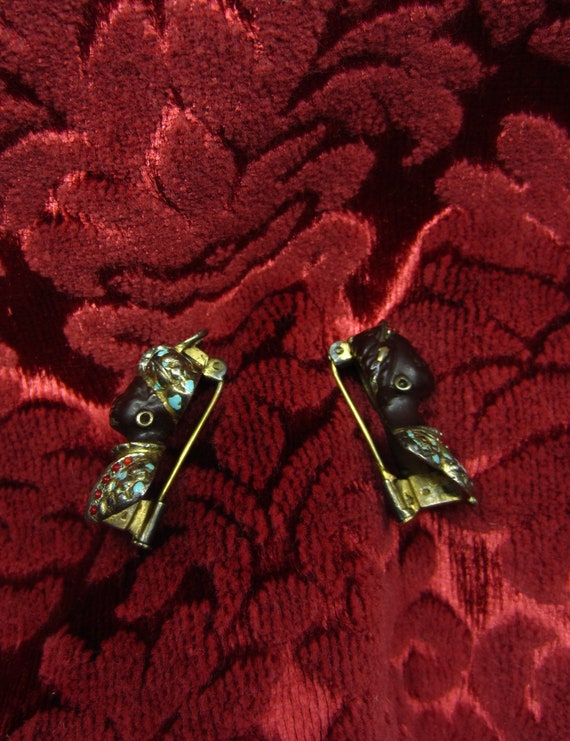 Pair of antique French Blackamoor brooches Marked… - image 9