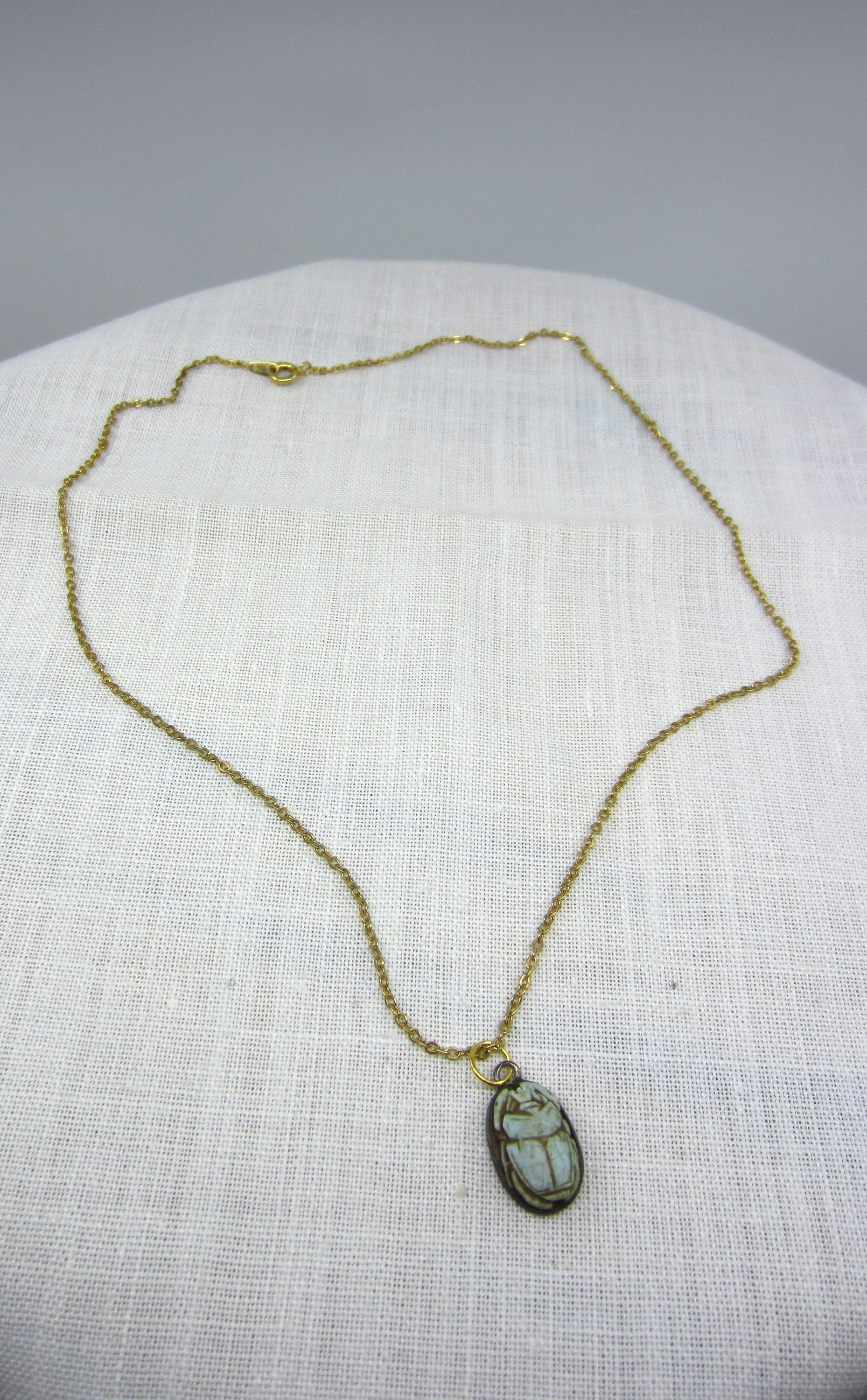 Collier Vintage Scarabée En Argent Sterling 925 - Chaîne 49 Cm - Bijou Ancien Porté