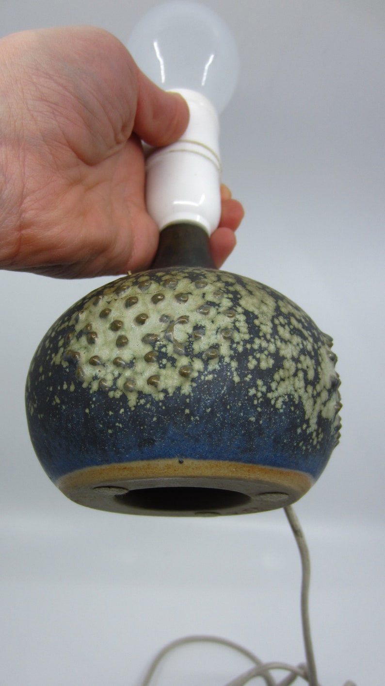 Vintage Swedish Rolf Palm textured ceramic lamp Sweden Scandinavian retro design 1960s Stoneware Nordic designer gift Mid century modern