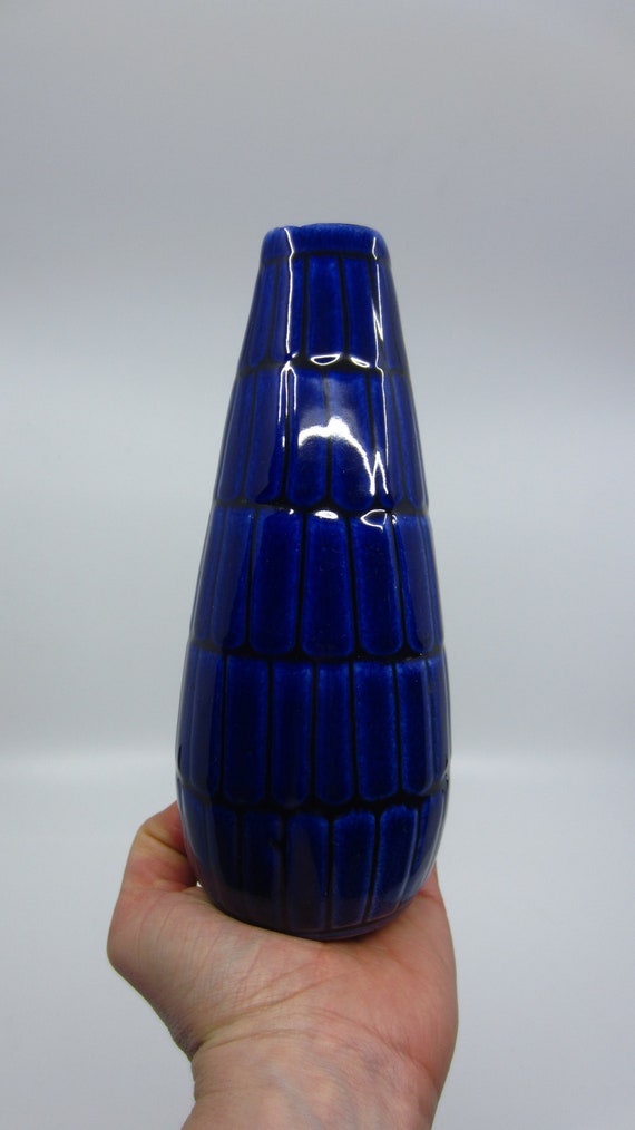 Rare Vintage Swedish Upsala Ekeby blue ceramic vase Design Ingrid Atterberg 1950s Scandinavian mid century pottery Nordic style decor Sweden il 570xN c3sh