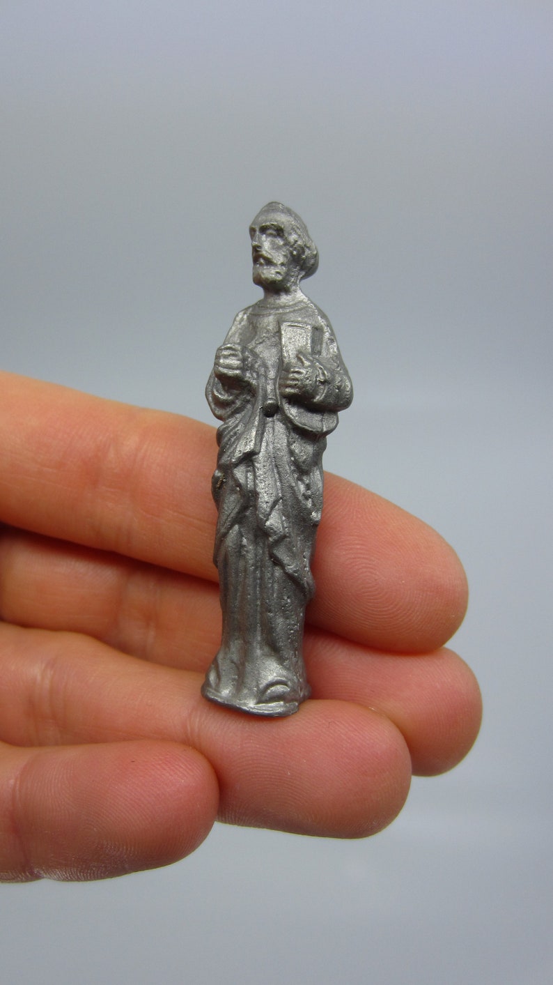 A Set of Four Vintage Pewter Figurines of Saints Our Lady / Etsy