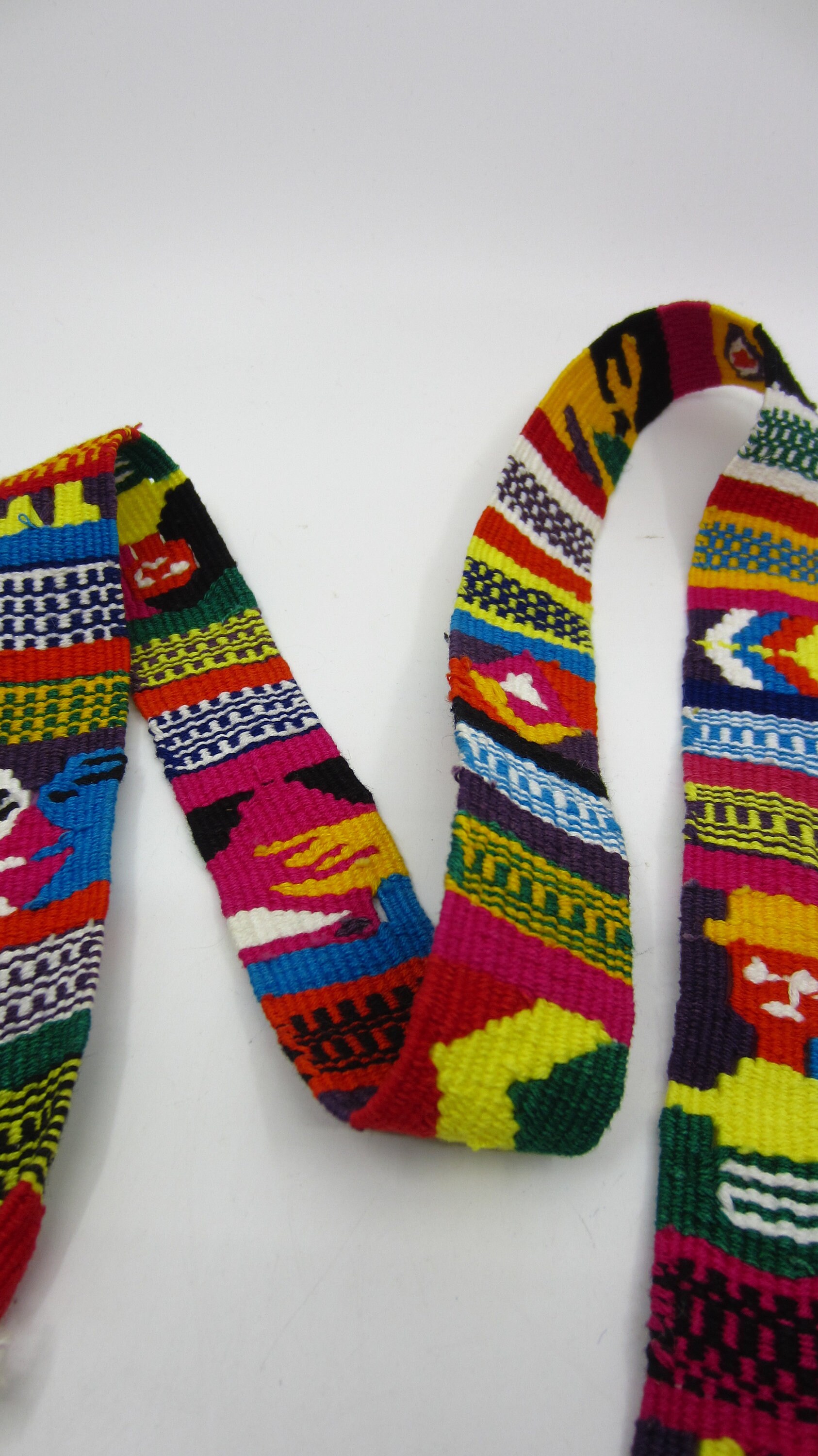 Vintage Authentic Guatemalan Colorful Woven Cotton Belt Human Figures & Symbols Vintage Guatemalan Woven Cotton Belt Human Figures & Symbols  main image 2