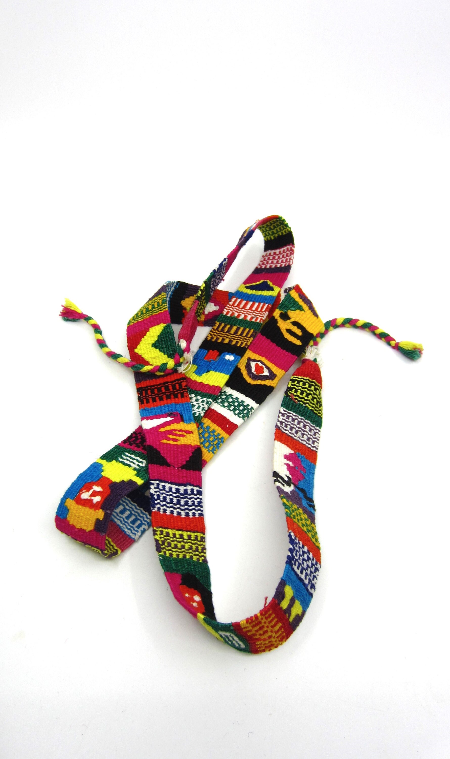 Vintage Guatemalan Woven Cotton Belt Human Figures & Symbols 