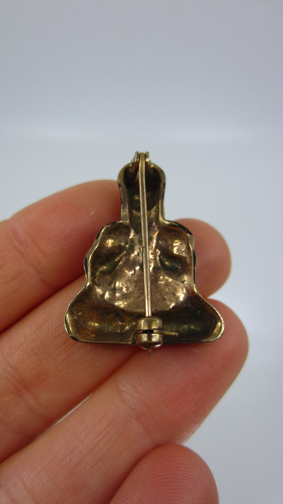 Rare vintage metal Buddha brooch Art Deco style B… - image 5