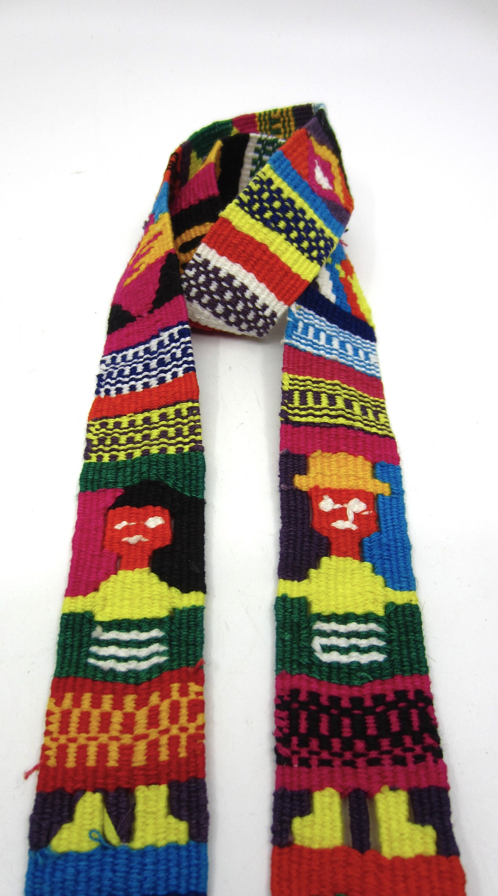 Vintage Authentic Guatemalan Colorful Woven Cotton Belt Human Figures & Symbols Vintage Guatemalan Woven Cotton Belt Human Figures & Symbols  main image 4