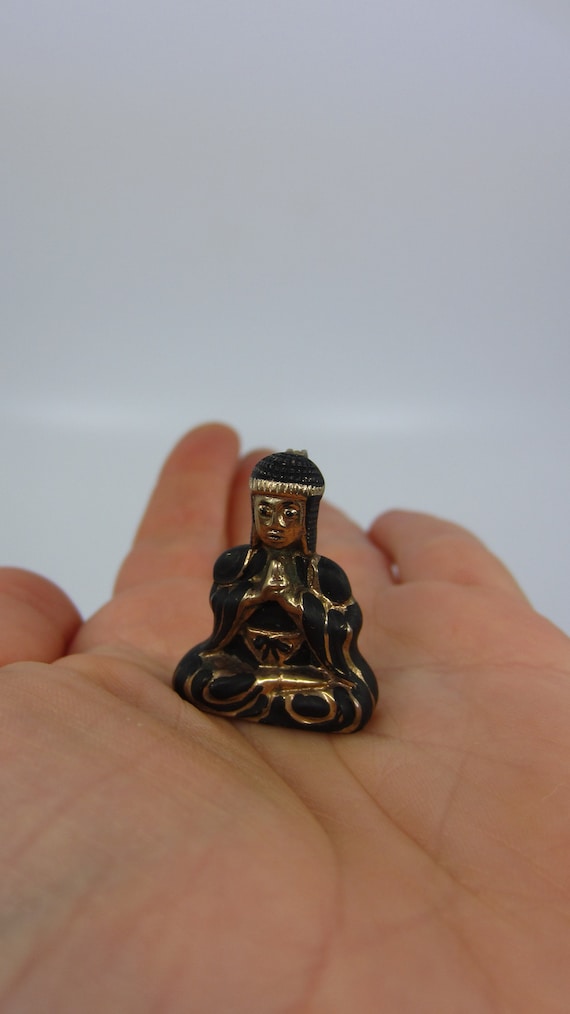 Rare vintage metal Buddha brooch Art Deco style B… - image 3