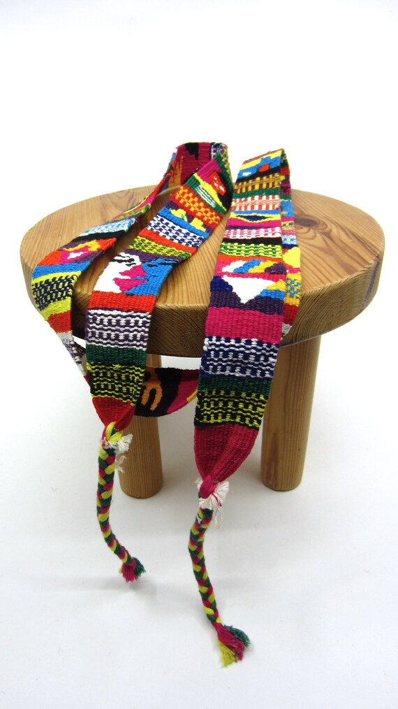 Vintage Guatemalan Woven Cotton Belt Human Figures & Symbols  display picture 2