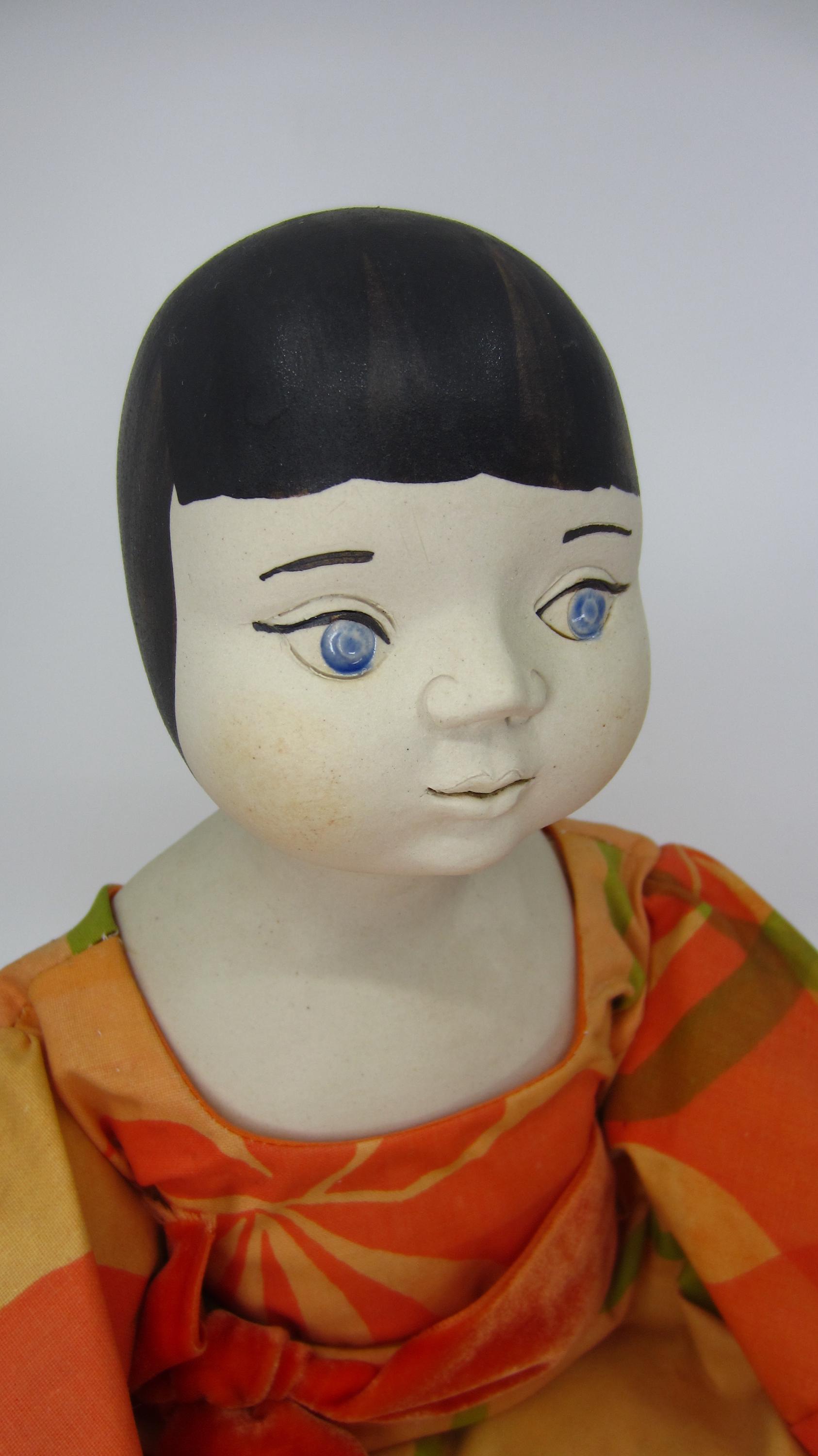 RARE Vintage Ceramic Artist Doll in Style of 1920s or 1960s