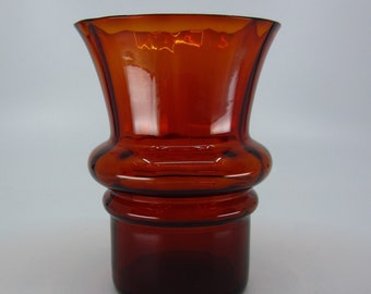 Vintage Schwedische Lindshammar Bernstein Glas Vase Skandinavisch Mid Century Design 1970er Jahre Nordischer Stil Designer Geschenk Tulpe geformt Made in Sweden