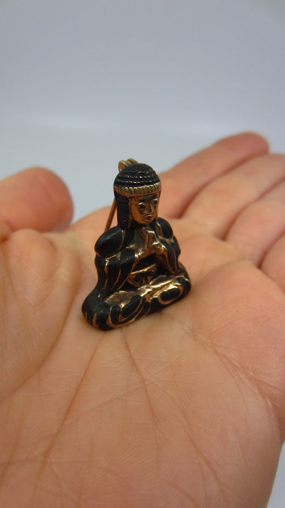 Rare vintage metal Buddha brooch Art Deco style B… - image 8