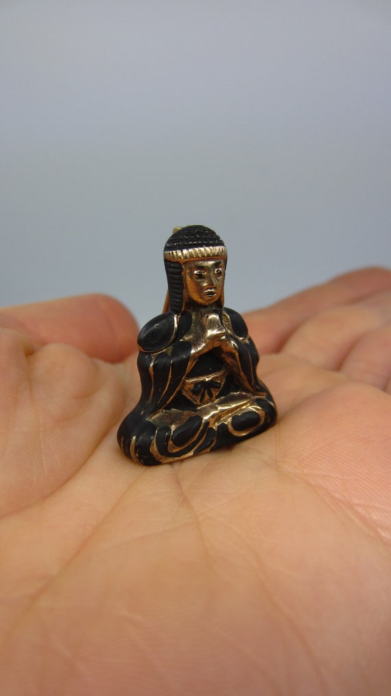 Rare vintage metal Buddha brooch Art Deco style B… - image 4