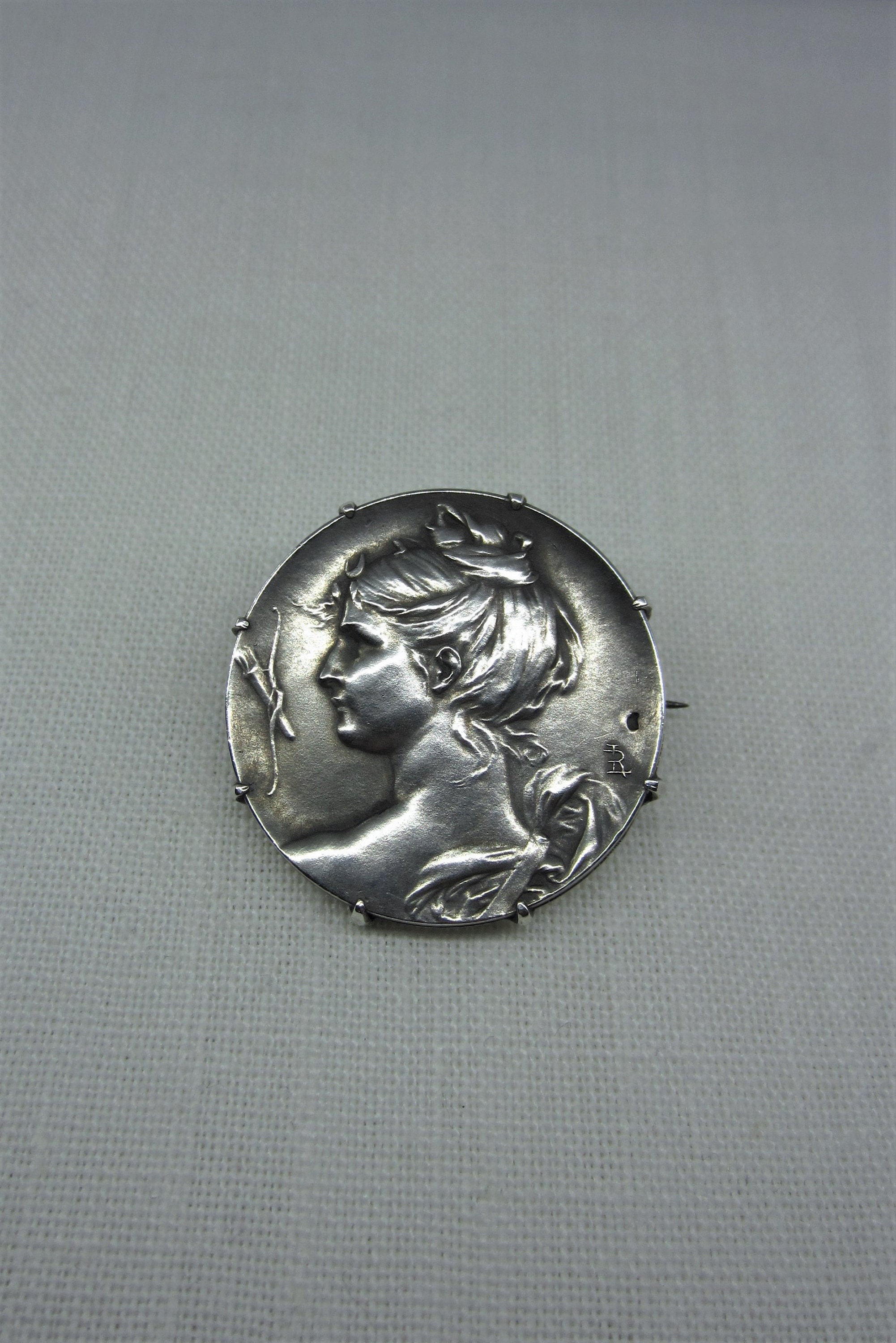 Antique French Louis Rault silver brooch Diana / Artemis Hunt | Etsy