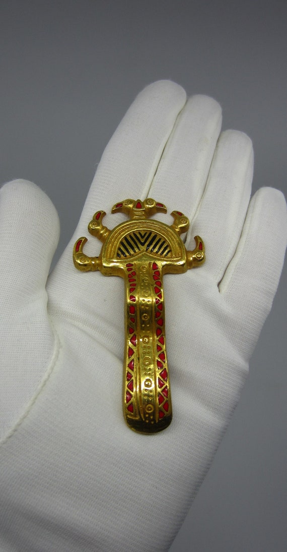 Vintage French Arthus Bertrand gold plated brooch 