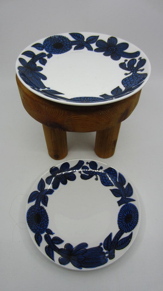 Pair of Vintage Swedish Gustavsberg Porcelain Dishes / Plates BLÅ
