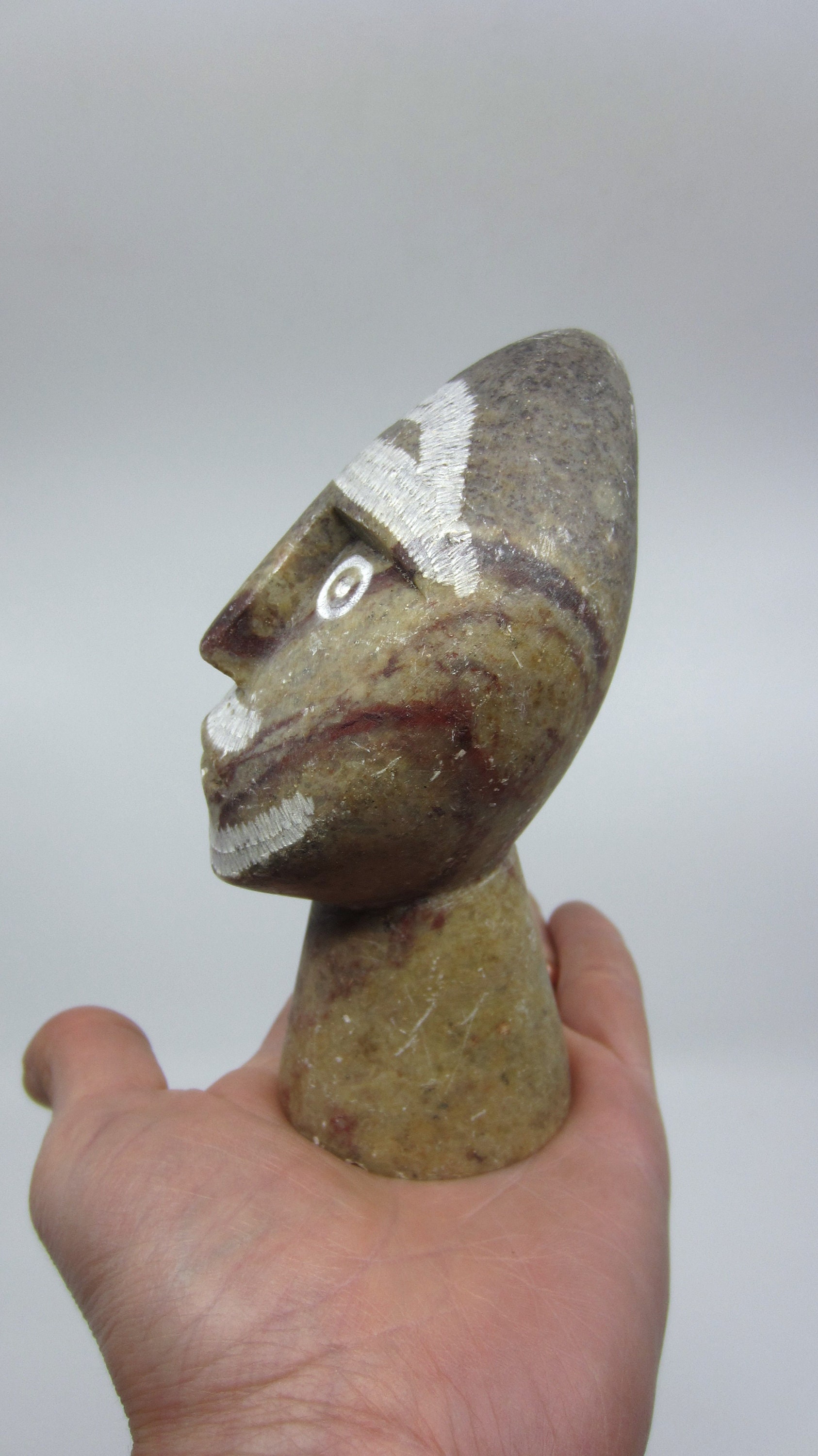 ヴィンテージ モロッコ手彫り石頭彫刻 部族風置物 民族装飾 神話